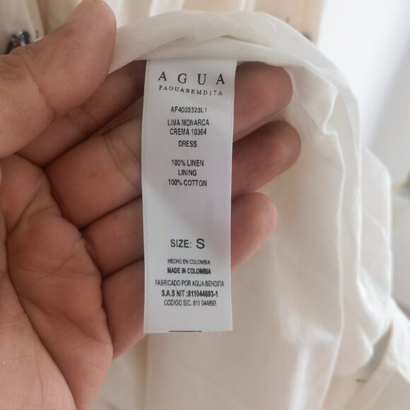 Agua By Agua Bendita Lima Embroidered Butterfly Linen Maxi Dress Size Small - Picture 11 of 13